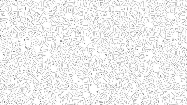 A seamless abstract geometric pattern featuring irregular gray shapes on a white background. Modern and minimalist design.