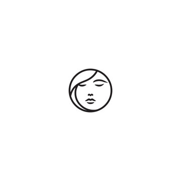 Spa logo simple Woman face logo icon vector Woman face logo black with white background