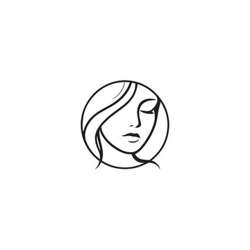 Spa logo simple Woman face logo icon vector Woman face logo black with white background