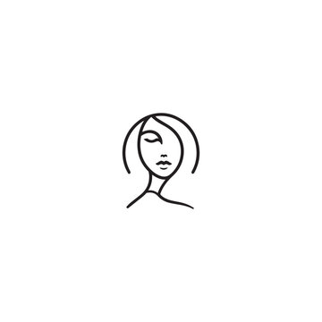 Spa logo simple Woman face logo icon vector Woman face logo black with white background
