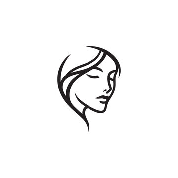 Spa logo simple Woman face logo icon vector Woman face logo black with white background