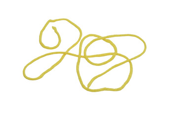 Naklejka premium Yellow wool thread on a white background.