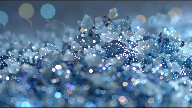 Blue crystal glitter sparkle shimmer macro bokeh abstract background texture dreamy light soft focus shiny grain frozen ice
