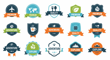 Obraz premium Collection of travel and adventure badges.
