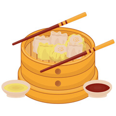 Fototapeta premium Dimsum Chinese Food Illustration