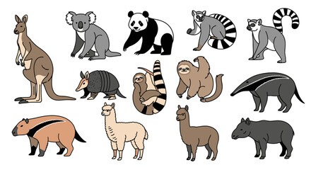 Fototapeta premium Collection of various wild animals 1.