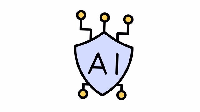 Artificial intelligence security shield icon for web design, cybersecurity concepts, technology presentations, digital protection themes, and airelated projects.