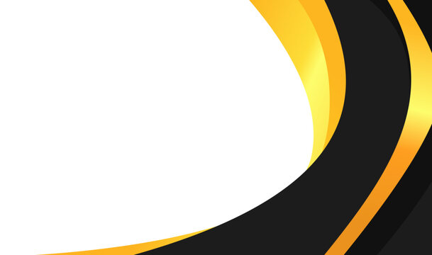 Luxurious black and gold curved shapes on a white background, ideal for adding elegance to luxury designs or presentations.