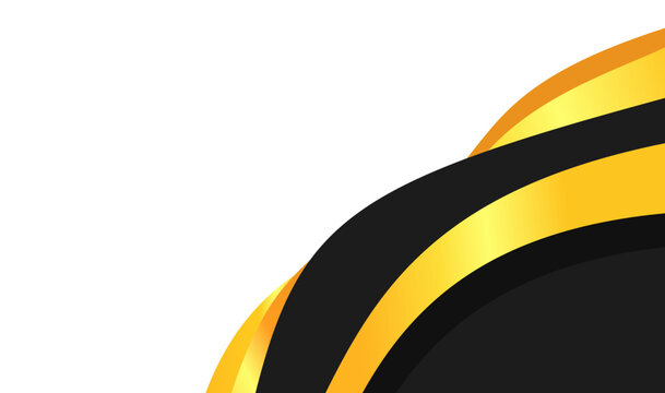 Black and gold curved stripes dramatically swirl across a clean white background. Perfect for backgrounds, prints, textiles, and modern graphic design projects.