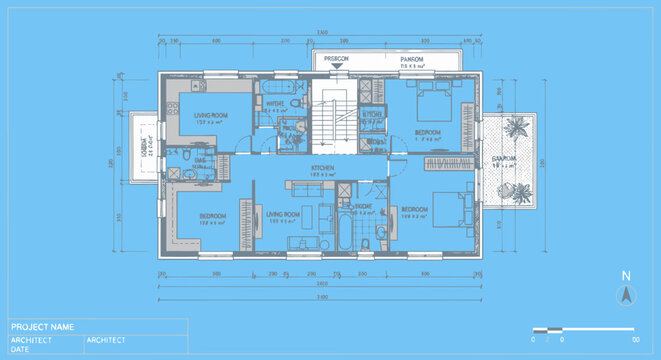 House Floor Plan Blueprint Design.
