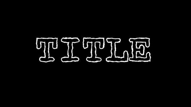 White typographic title animation on black background video footage