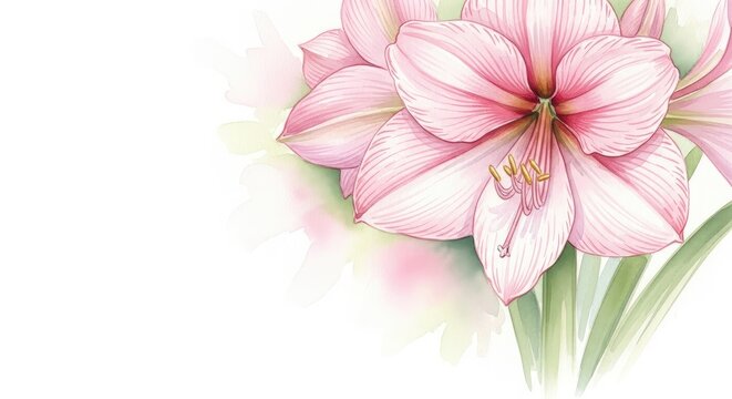 Pink Amaryllis Flowers Watercolor Style White Background mother's day background wallpaper poster banner download 2026 2027