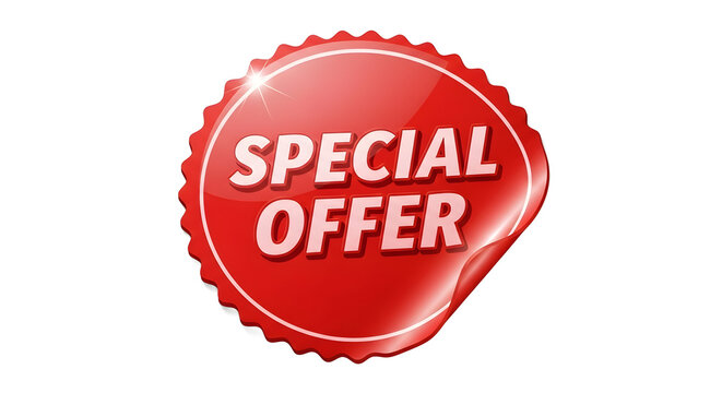Special offer sale red badge with 'special offer' text isolated on transparent background