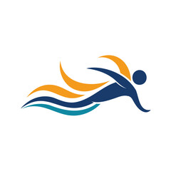 Obraz premium Dynamic swimmer diving into colorful waves with fluid motion