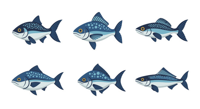 Blue Fish Swimming Sideways Ocean Creatures.