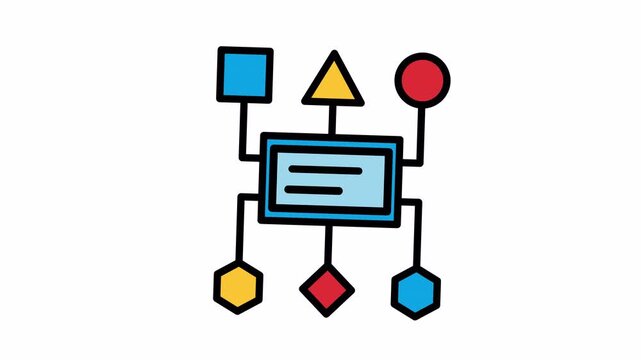Process flow featuring interconnected shapes and lines, ideal for business presentations, workflow diagrams, infographics, and project planning visuals.