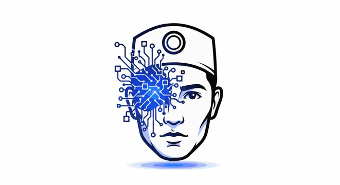 Human head with circuitry integrated into the eye area
