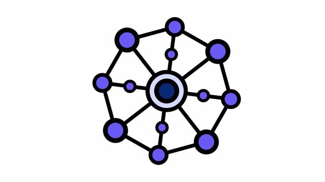 Blue network design with a central point, perfect for technology website backgrounds, data visualization, digital presentations or network concept illustrations.