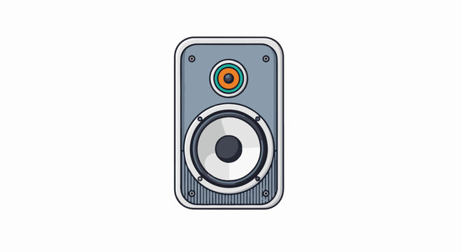 Gray audio speaker with a large white cone and a smaller tweeter