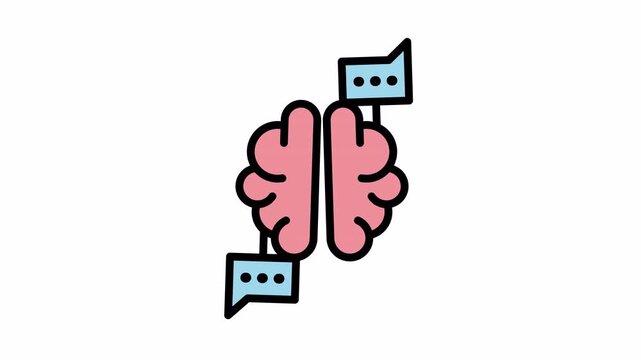 Brain with speech bubbles ideal for presentations, education materials, psychology articles, and communicationthemed designs, conveying thoughts and ideas effectively.