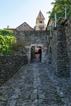 old stone house in Conques in France