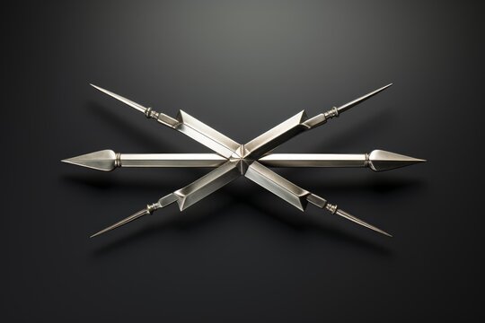 Metallic abstract compass rose with four main points connecting in a star pattern