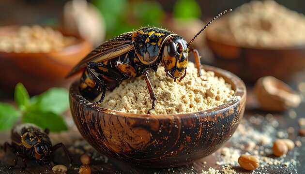 Cricket on grain powder