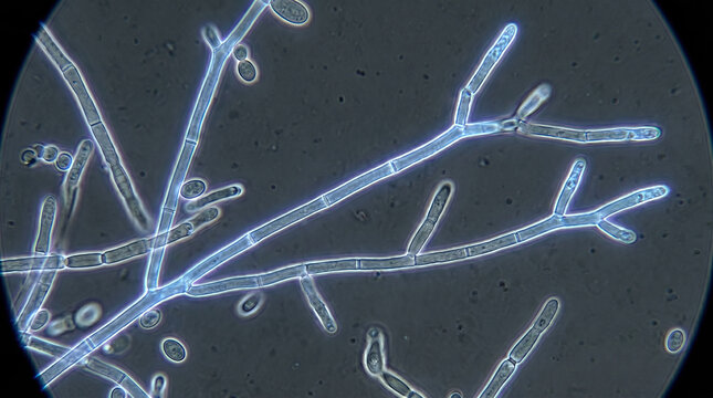 Light Microscopy of Candida Albicans True Hyphae with Parallel Septate Filaments and Apical Growth