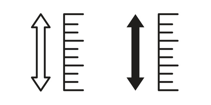 Adjustable height icon design. Editable outlined stroke and solid symbols