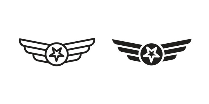Air force icon design. Editable outlined stroke and solid symbols
