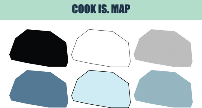 Cook Islands Map Variations with Different Fill Styles and Colors Isolated on White Background