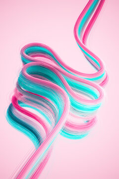 3D neon ribbon flow with pastel background and fluid motion