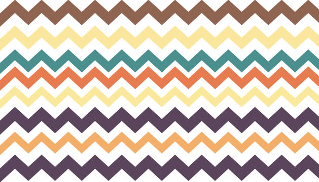 Chevron pattern with colorful zigzag stripes on white background