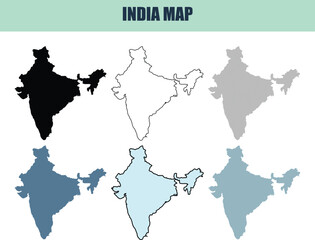 Obraz premium India map silhouettes and outlines in various styles for graphic design and infographics