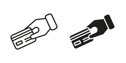 Fototapeta premium Card payment icon design. Editable outlined stroke and solid symbols