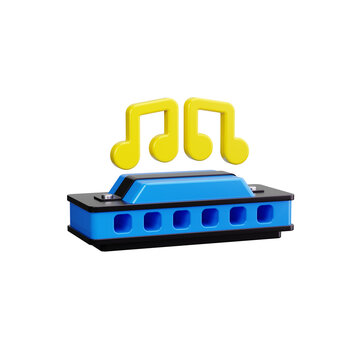 harmonica 3d render icons