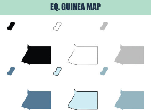 Set of Equatorial Guinea Maps with different styles on a white background
