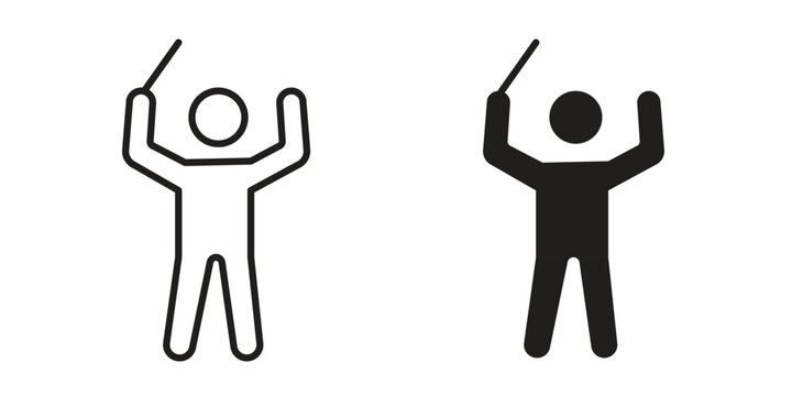 Conductor icon design. Editable outlined stroke and solid symbols