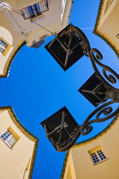 Streetlight in the streets of the old town of M&aacute;laga in Spain.