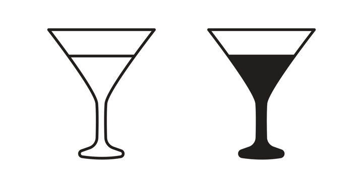 Cup of wine icon design. Editable outlined stroke and solid symbols