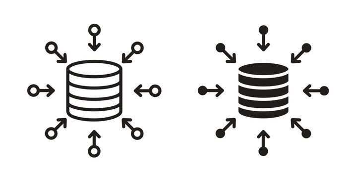 Data aggregation icon design. Editable outlined stroke and solid symbols