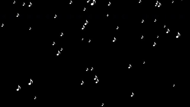 Falling Music Notes Animation on Alpha Channel (Transparent Background)