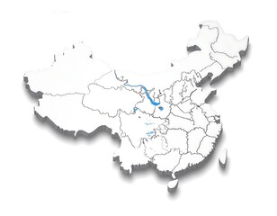 Fototapeta premium A map of China with one blue route marked