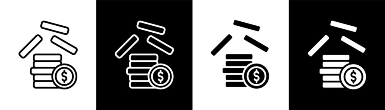 earnings white icon set design