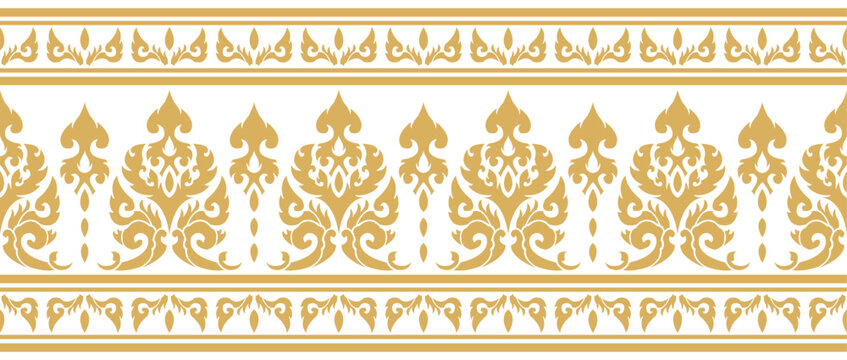 Gold ethnic border ornament. Geometric ethnic oriental seamless pattern. Stripe vector illustration. Native American Mexican African Indian tribal. Design border, textile, fabric, clothing, carpet.