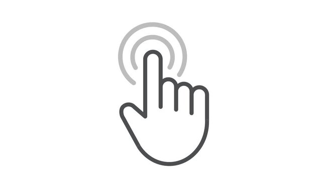 Clicking finger icon, hand pointer on white background video.