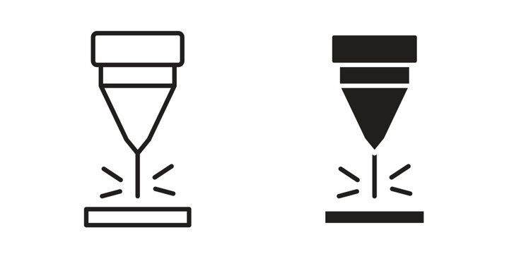 Laser machine icon design. Editable outlined stroke and solid symbols