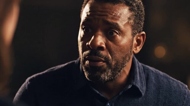 Close-up of guy face with shocking reaction