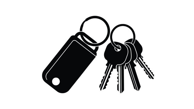 A collection of keys shown in a striking black silhouette