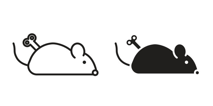 Mouse toy icon design. Editable outlined stroke and solid symbols